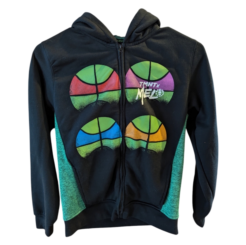 Boys Large Nickelodeon TMNT x Carmelo Anthony Hoodie, Black and Green